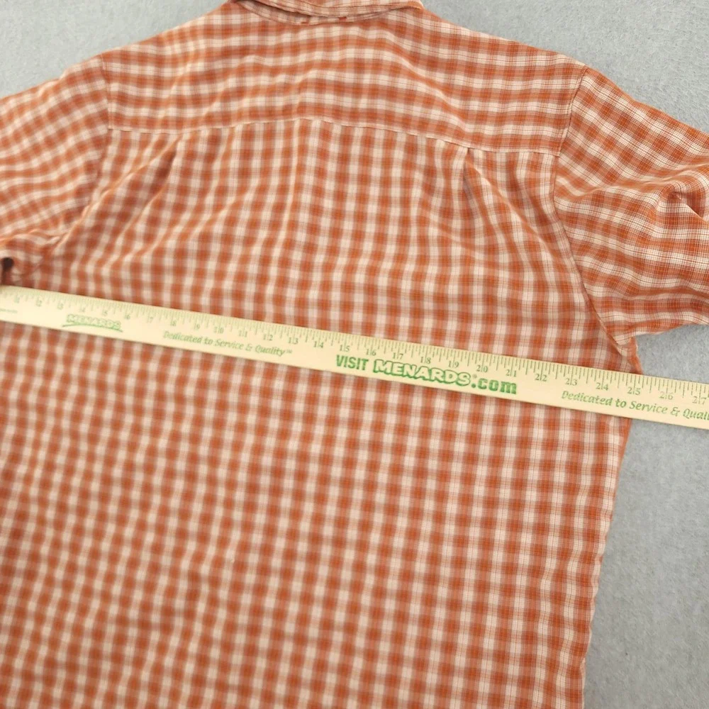 The North Face Shirt Mens XL Orange Plaid Short Sleeve Button Up Outdoor Hiking